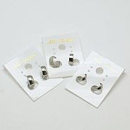 Fashion 304 Stainless Steel Huggie Hoop Earrings, Hypoallergenic Earrings, Stainless Steel Color, 8.5~9x9.5x2~3.5mm, Pin: 0.5mm(EJEW-G124-M11)