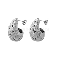 304 Stainless Steel Stud Earrings for Women, Teardop, Stainless Steel Color, no size(IL8099-5)