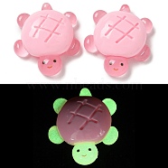 Luminous Resin Cabochons, for Jewelry Making, Glow in the Dark, Tortoises, Pink, 31.5x26.5x10.5mm(RESI-M047-01C)