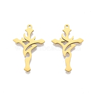 Ion Plating(IP) 201 Stainless Steel Pendants, Cross, Real 18K Gold Plated, 32.5x21x1.5mm, Hole: 1.4mm(STAS-N098-097LG)