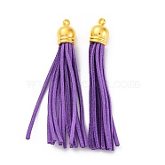 Faux Suede Tassel Pendant Decorations, with CCB Plastic Cord Ends, Golden, Medium Purple, 84~89x11.5~12mm, Hole: 2.5mm(FIND-T003-A31)