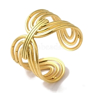 PVD Vacuum Plating 201 Stainless Steel Oval Knot Open Cuff Rings for Women, Real 18K Gold Plated, 14mm(RJEW-C092-08G)