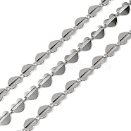 304 Stainless Steel Link Chains, Unwelded, with Spool, Heart, Stainless Steel Color, 5.5x9x1.5mm(CHS-L029-05P)