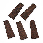 Natural Wenge Wood Pendants, Undyed, Trapezoid Charms, Coconut Brown, 49.5x19.5x3.5mm, Hole: 2mm(WOOD-T023-72)