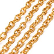 Aluminium Cable Chains, Textured, Unwelded, Oval, Gold, 21x16x4mm(CHA-K8316-29)