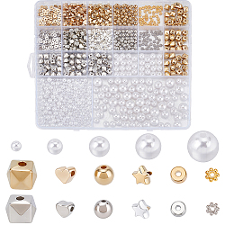DIY Round ABS Plastic Imitation Pearl & CCB Plastic Beads Findings Kits, Mixed Color, 4~12mm, Hole: 1~2.3mm, 1010pcs/set(DIY-PA0001-11A)