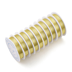 Round Copper Jewelry Wire, Long-Lasting Plated, Light Gold, 0.3mm, about 51.18 Feet(15.6m)/roll(X-CWIR-Q006-0.3mm-G)