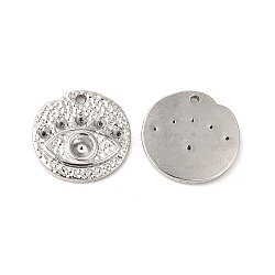 304 Stainless Steel Pendant Rhineatone Settings, Flat Round with Eye, Stainless Steel Color, Fit for 1.4mm and 3mm Rhinestone, 13.5x2mm, Hole: 1mm(STAS-L268-005P)