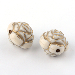 Rose Plating Acrylic Beads, Golden Metal Enlaced, Beige, 16.5x15mm, Hole: 2mm, about 285pcs/500g(PACR-Q102-17A)