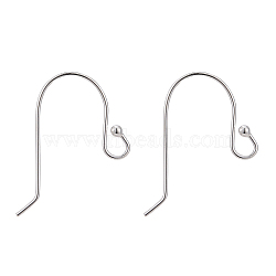 925 Sterling Silver Earring Hooks, Ear Wire, Silver, 17x10mm, Hole: 1.5mm, 24 Gauge, Pin: 0.5mm(STER-G011-13)