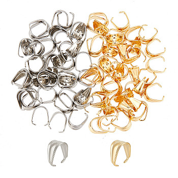 80Pcs 2 Colors 201 Stainless Steel Snap on Bails, Golden & Stainless Steel Color, 8.5x7x4.5mm, 40pcs/color