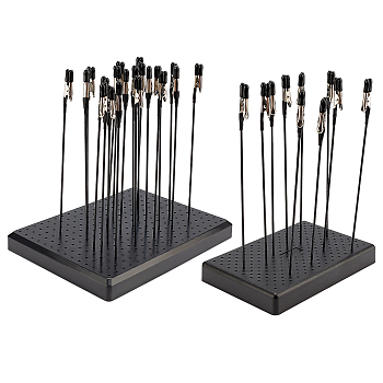 SUPERFINDING Plastic Painting Stand Base, Model Hobby Parts Holde, with Steel Alligator Clip Stick, Black, 188x8.5x6.5mm