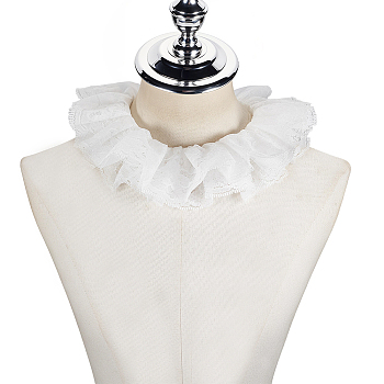 1Pc Detachable Polyester Lace False Collar, White, 1310x135x1.5mm