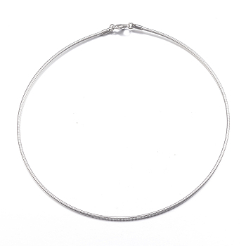 Casual Style 304 Stainless Steel Choker Necklaces, with Lobster Claw Clasps, Stainless Steel Color, 15.8 inch(40.1cm)