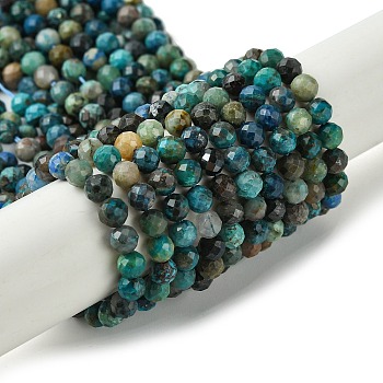 Natural Chrysocolla Beads Strands, Faceted, Round, 4mm, Hole: 0.8mm, about 99~101pcs/strand, 15.35''(39cm)