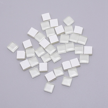 Glass Cabochons, Mosaic Base, for Home Decoration or DIY Crafts, Square, White, 10x10x4mm, about 936pcs/851g