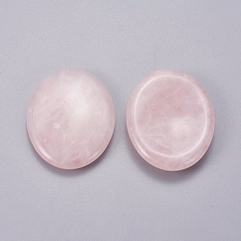 Oval Shape Natural Rose Quartz Thumb Worry Stone, for Energy Healing, Meditation, Massage and Decoration, 45x35x6~7.5mm