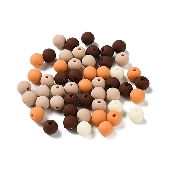 Rubberized Style Imitated Silicone Acrylic Beads, Round, Coconut Brown, 8x7.5mm, Hole: 1.6mm, about 1923pcs/500g
