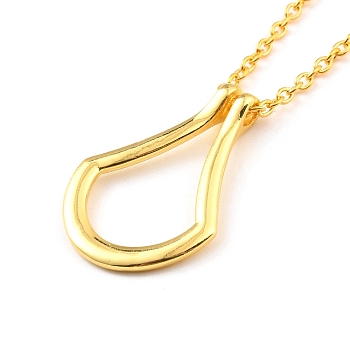 Minimalist Open Teardrop Alloy Pendant Necklace for Women, Golden, 19.49 inch(49.5cm)