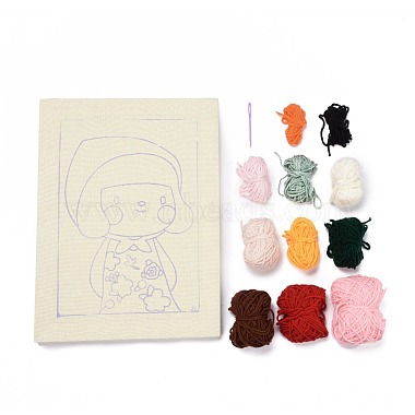 Girl Punch Embroidery Supplies Kit(DIY-H155-08)-2