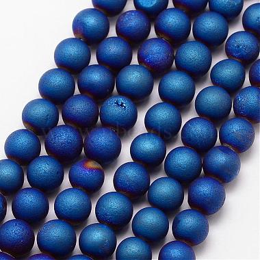 6mm Blue Round Natural Agate Beads