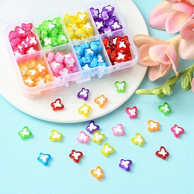 200Pcs 8 Colors Transparent Butterfly Acrylic Beads(TACR-YW0001-90)-5