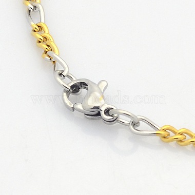 Two Tone Casual Style 304 Stainless Steel Twist Mother-Son Chain Bracelets for Further Design(X-STAS-O036-23M)-3