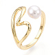 Brass Hollow Heart Open Cuff Rings with Natural Pearl(PEAR-N020-05L)-1