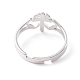 Double coeur avec croix 304 anneau réglable en acier inoxydable pour femme(RJEW-B035-06P)-3