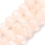 Natural Selenite Beads Strands, Dyed, Round, PeachPuff, 6mm, Hole: 1.2mm, about 65pcs/strand, 15.35 inch(39cm)(G-C142-01A-08)