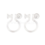 Plastic Clip-on Earring Findings, For Non-pierced Ears, Clear, 10.5x7mm, Hole: 0.6mm(KY-YW0001-46)