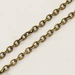 Iron Cable Chains, Unwelded, with Spool, Oval, Lead Free, Antique Bronze, 3x2x0.5mm, about 32.8 Feet(10m)/roll(X-CH-S079-AB-LF)