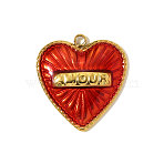 304 Stainless Steel Enamel Pendants, Heart Charms, Ion Plating(IP), Mirror Polished Finish, Real 18K Gold Plated, 18x17mm(STAS-OY010-14G)