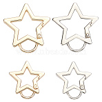 8Pcs 4 Styles Zinc Alloy Spring Gate Rings, Star, Platinum & Light Gold, 36~45x33.5~41x4mm, Hole: 8~10x10~12.5mm, 2pcs/style(FIND-SP0003-82)