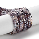 Gradient Color Electroplate Glass Bead Strands, Segmented Multi-color, AB Color Plated, Faceted, Cube, Old Rose, 2.5x2.5x2.5mm, Hole: 0.8mm, about 170~180pcs/strand, 16.93~17.72 inch(43~45cm).(X-GLAA-E042-05-B10)