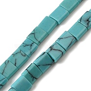 Synthetic Turquoise Beads Strands, 2-Hole, Rectangle, Turquoise, 5.5~6x5x2.5mm, Hole: 0.9mm, about 69~70pcs/strand, 15.12~15.2 inch(38.4~38.6cm)(G-F762-A02-01)