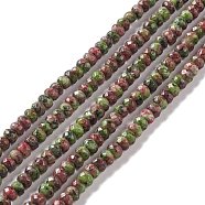 Dyed Natural Sesame Jasper/Kiwi Jasper Rondelle Beads Strands, Faceted, Yellow Green, 6x4mm, Hole: 1mm, about 87pcs/strand, 14.76~15.16 inch(37.5~38.5cm)(G-E316-A05)