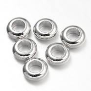 Donut Brass Spacer Beads, Barrel Plating, Platinum, 8x3mm, Hole: 5mm(KK-L105-07P)