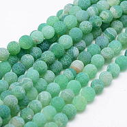 Natural Weathered Agate Beads Strands, Dyed, Frosted, Round, Medium Aquamarine, 6mm, Hole: 1mm, about 64pcs/strand, 13.6 inch(G-G589-6mm-08)