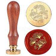 Wax Seal Stamp Set, Sealing Wax Stamp Solid Brass Heads with Wood Handles, for Envelopes Invitations, Gift Card, Ginkgo Leaf, 83x22mm, Stamps: 25x14.5mm(AJEW-WH0208-1453)