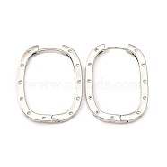 Brass Oval with Polka Dot Hoop Earrings for Woman, Platinum, 30x24x3mm, Pin: 1mm(EJEW-F314-02C-P)