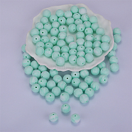 Round Silicone Focal Beads, Chewing Beads For Teethers, DIY Nursing Necklaces Making, Mint Cream, 15mm, Hole: 2mm(SI-JX0046A-60)