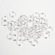 Iron Open Jump Rings, Silver Color Plated, 21 Gauge, 7x0.7mm, Inner Diameter: 5.6mm, about 960pcs/100g(X-IFIN-A018-7mm-S)