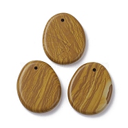 Natural Picture Jasper Pendants, Oval Charms, 40~41x32~33x6mm, Hole: 2.3~3mm(G-C110-07D)