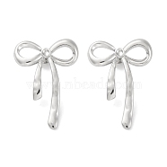 304 Stainless Steel Bowknot Stud Earrings, Silver, 39x28mm(EJEW-D281-03S)