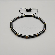 Synthetic Hematite Column Braided Bead Bracelet(PC5914)
