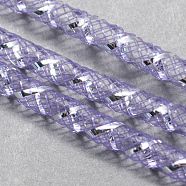 Mesh Tubing, Plastic Net Thread Cord, with Silver Vein, Medium Purple, 4mm, 50Yards/Bundle(150 Feet/Bundle)(X-PNT-Q001-4mm-03)