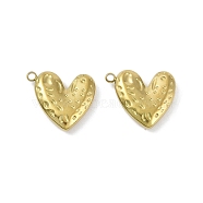 Ion Plating(IP) 304 Stainless Steel Pendants, Heart Charm, Real 18K Gold Plated, 14.5x16.5x3.5mm, Hole: 1.6mm(STAS-R233-18G)