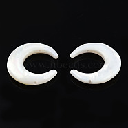 Natural White Shell Connector Charms, Crescent Moon, 20x19x4mm, Hole: 1mm(SSHEL-N034-159)