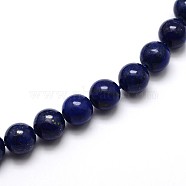 Dyed Natural Lapis Lazuli Round Beads Strands, Grade A, 6mm, Hole: 1mm, about 65pcs/strand, 15.5 inch(G-O047-06-6mm)